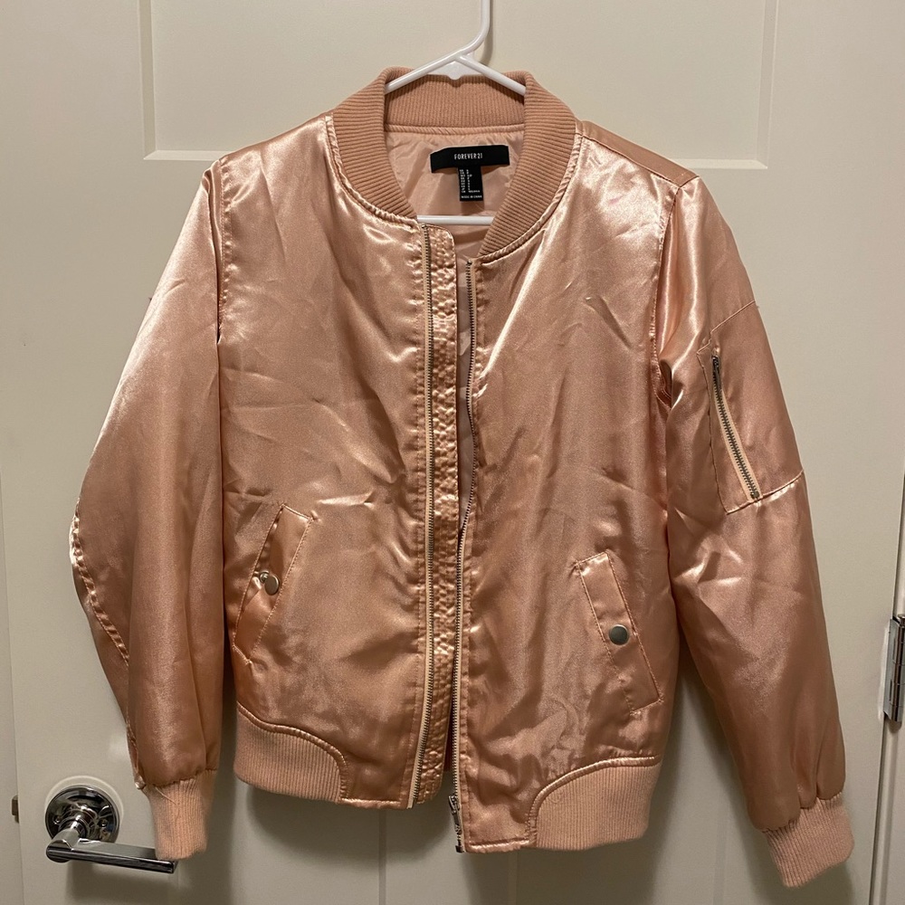 Pink Satin Forever 21 Bomber Jacket